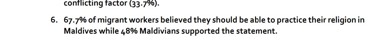 އެހެން ދީނުތަކަސް ފުރުސަތު ދޭން ޖެހޭ ކަމަށް ކުރި ސާވޭން ދައްކާކަމަށް އެޗްއާރުސީއެމުން ރިޕޯޓުކޮށްފައިވާ ބައި